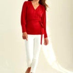 Cassidy Dream Knit Blouse in Ruby Red